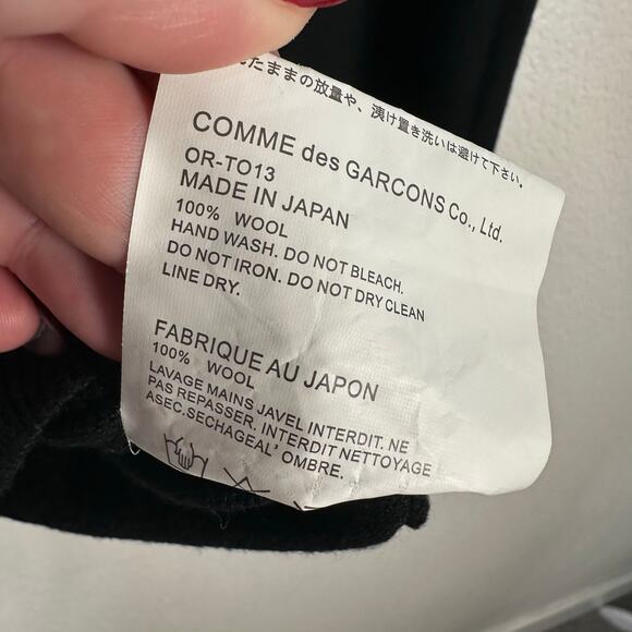 Comme Des Garcons Play Women’s Long Sleeve Logo Wool Cardigan Sweater in Black L - Picture 5 of 9